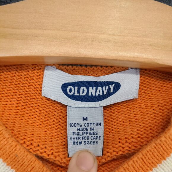 Old Navy Men's Pullover V-Neck Knit Sweater Orange Medium Long Sleeve - Picture 8 of 11